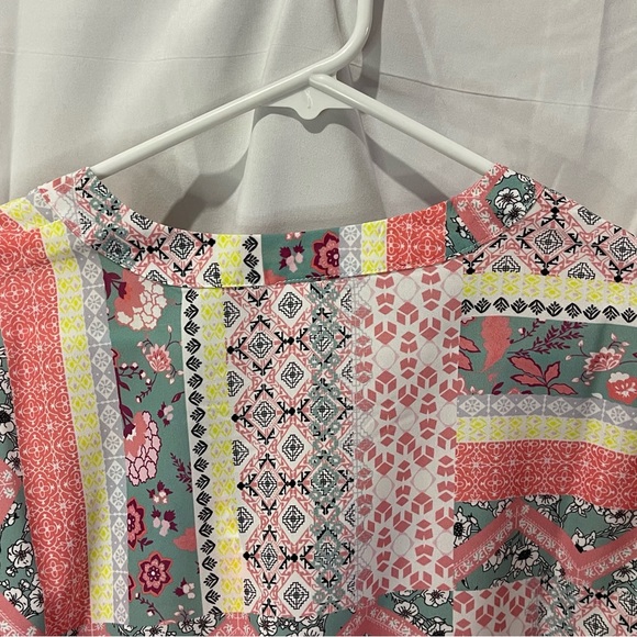 Womens 3/4 Sleeve MultiPrint Multi Color Boho Style Top Size 12 (Large) NWOT - Picture 11 of 16